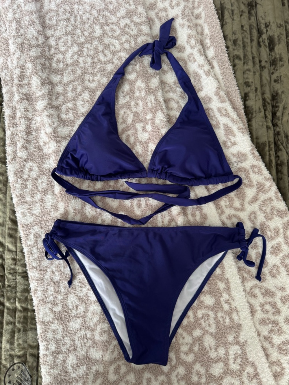 Deep Purple Tie-Back Triangle Bikini Set